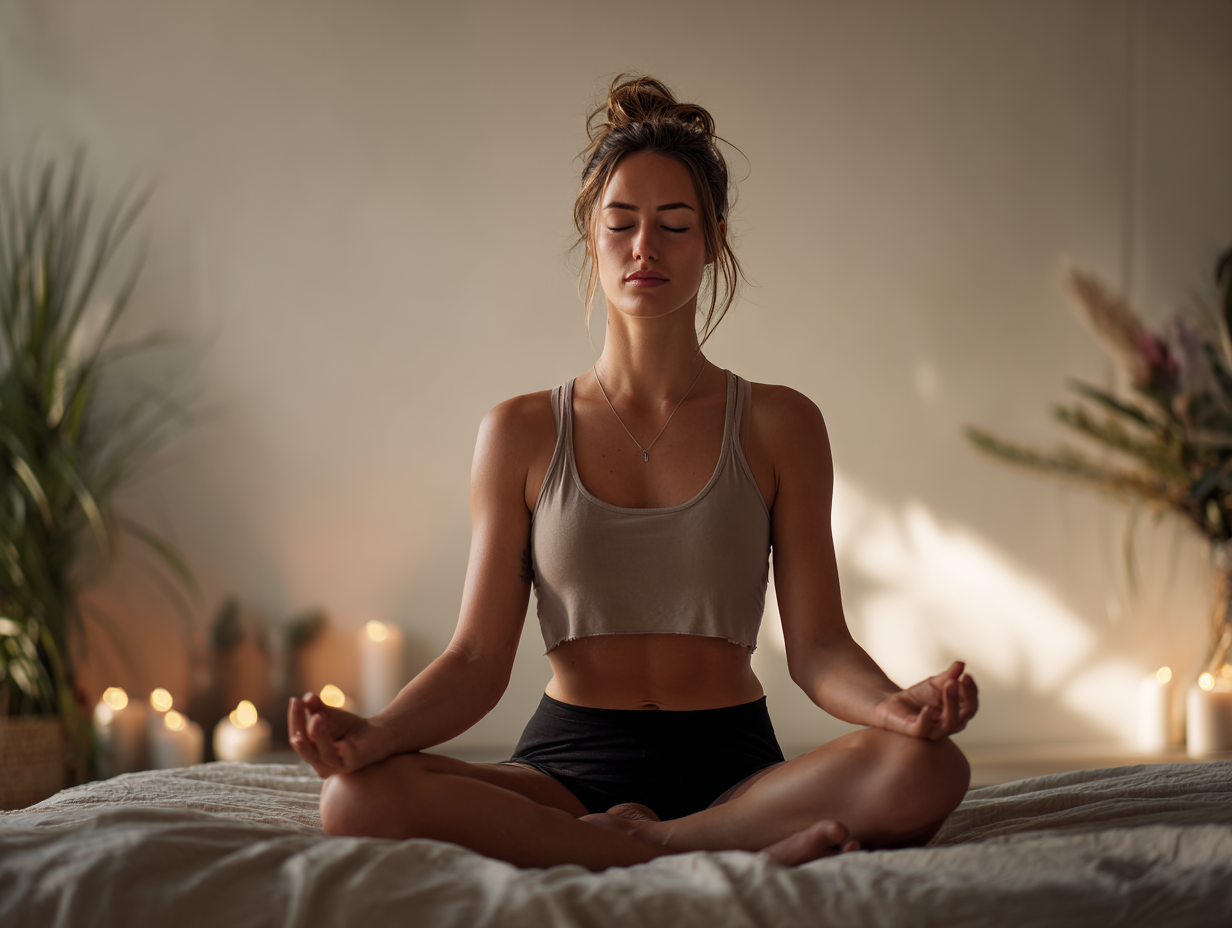 Родина займається йогою в природному середовищі